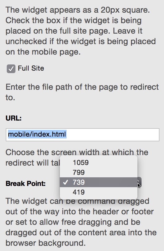 mobile redirect widget